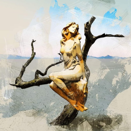 Concept art for woman sitting in tree